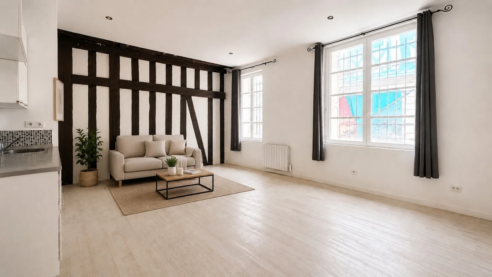 Projection après travaux d'un logement du 18 rue Étoupée à Rouen — simulation non contractuelle